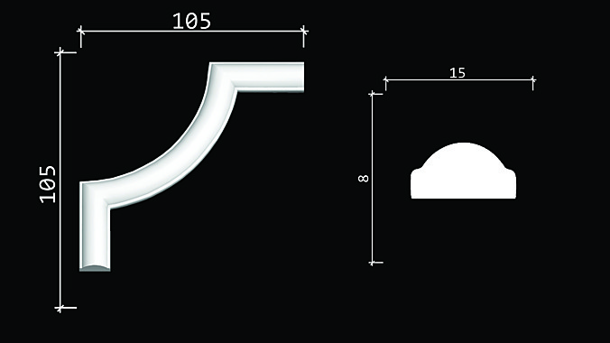 C1-130A/Декоративный уголок гладкий (105х105х8мм)/4Стоимость за упаковку 4 шт