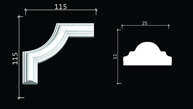 C1-DD35/Декоративный уголок гладкий (115х115х12мм)/4Стоимость за упаковку 4 шт