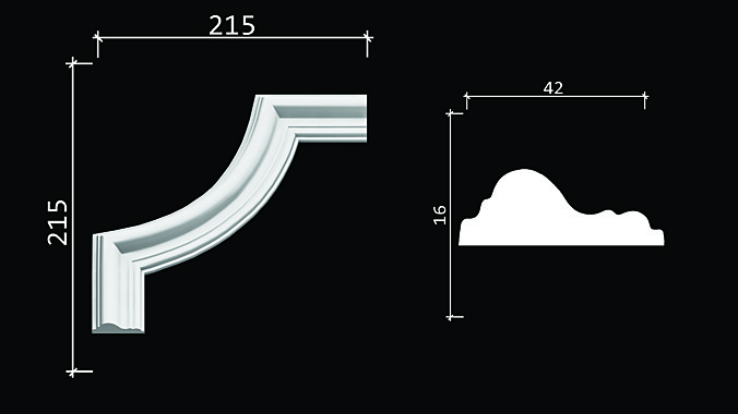 C1-DD301/Декоративный уголок гладкий (215х215х16мм)/4Стоимость за упаковку 4 шт