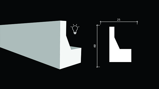 DD616/Молдинг с отражателем (40х25x2000мм)